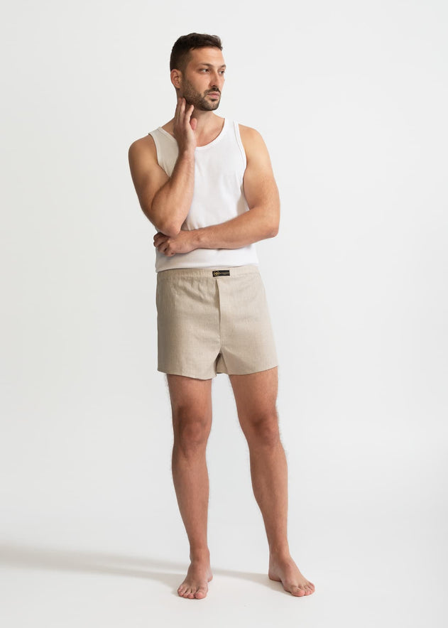 The Linen Boxer Shorts Natural Beige