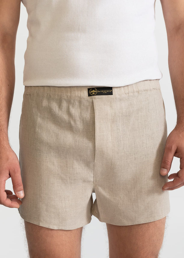 The Linen Boxer Shorts Natural Beige