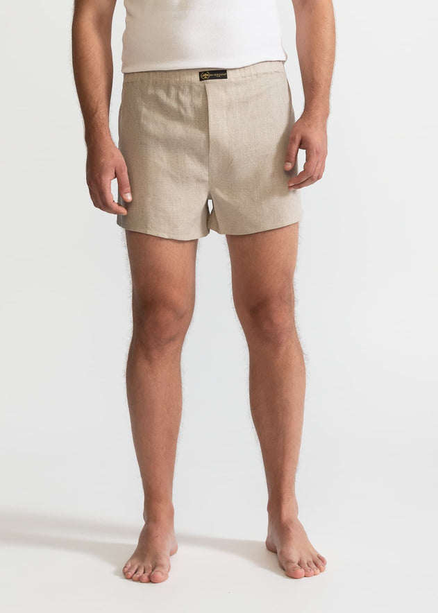 The Linen Boxer Shorts Natural Beige