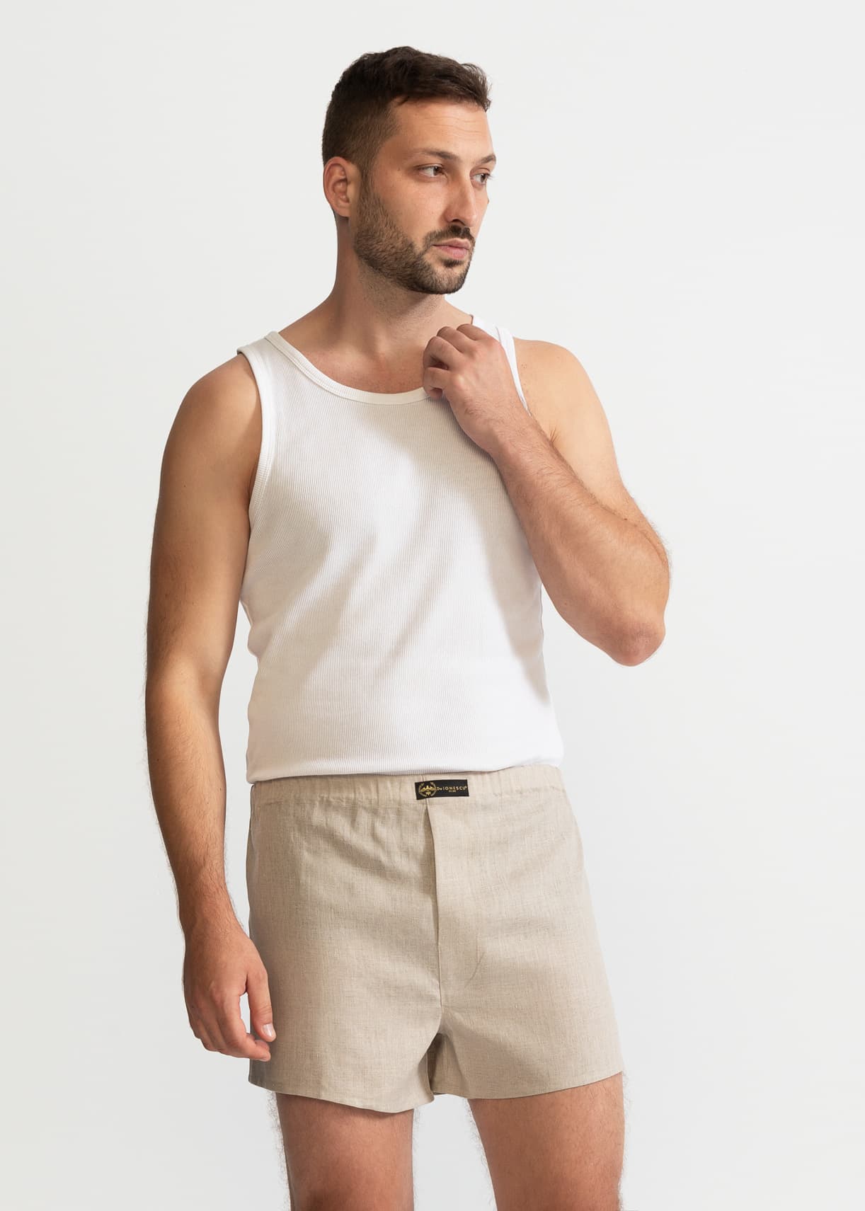The Linen Boxer Shorts Natural Beige