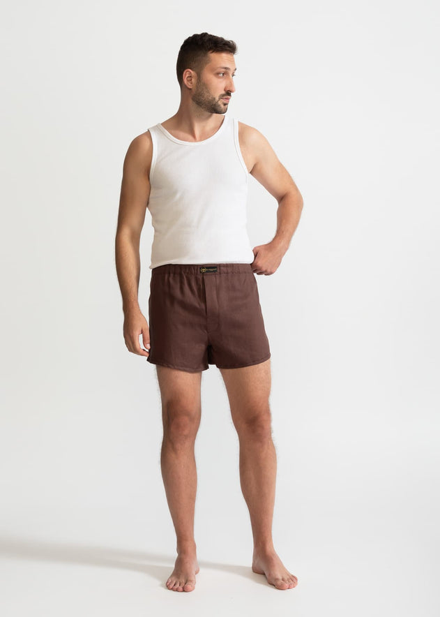 The Linen Boxer Shorts Brown