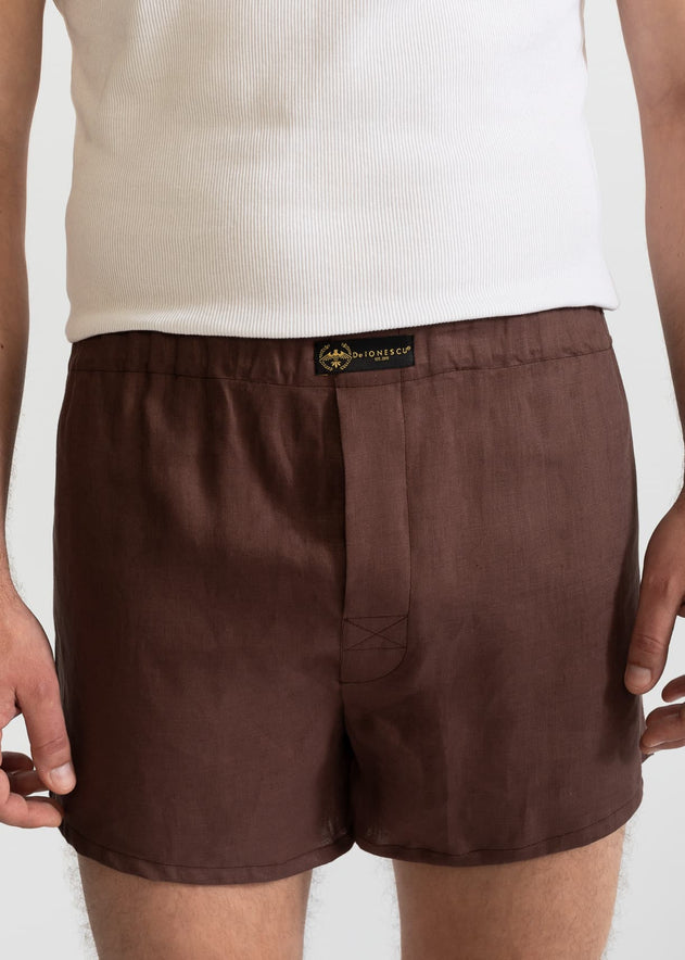 The Linen Boxer Shorts Brown