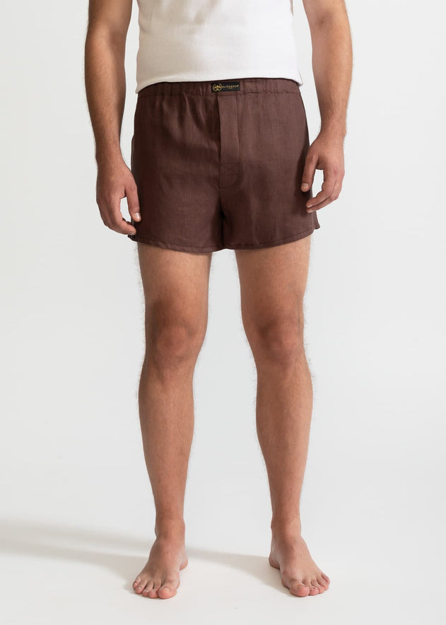 The Linen Boxer Shorts Brown