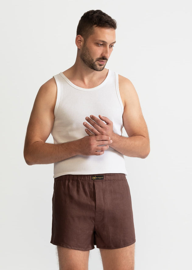 The Linen Boxer Shorts Brown