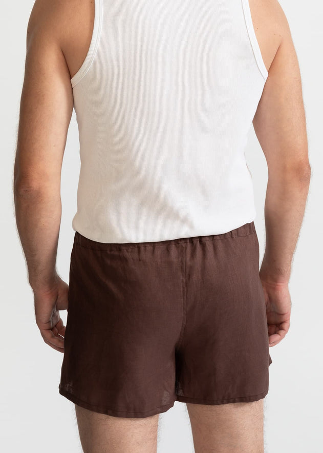 The Linen Boxer Shorts Brown