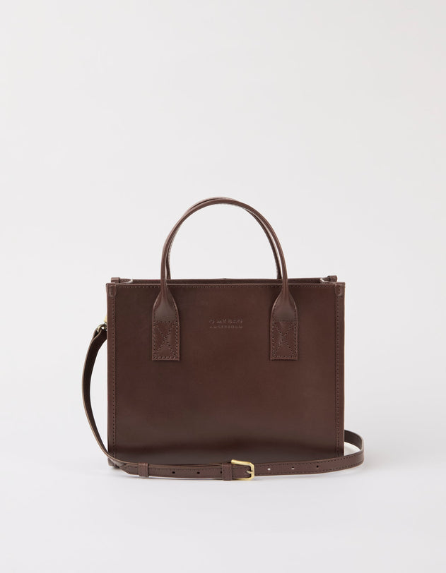 Jackie Midi Bag with Leather Strap Classic Leather Chocolate Brown