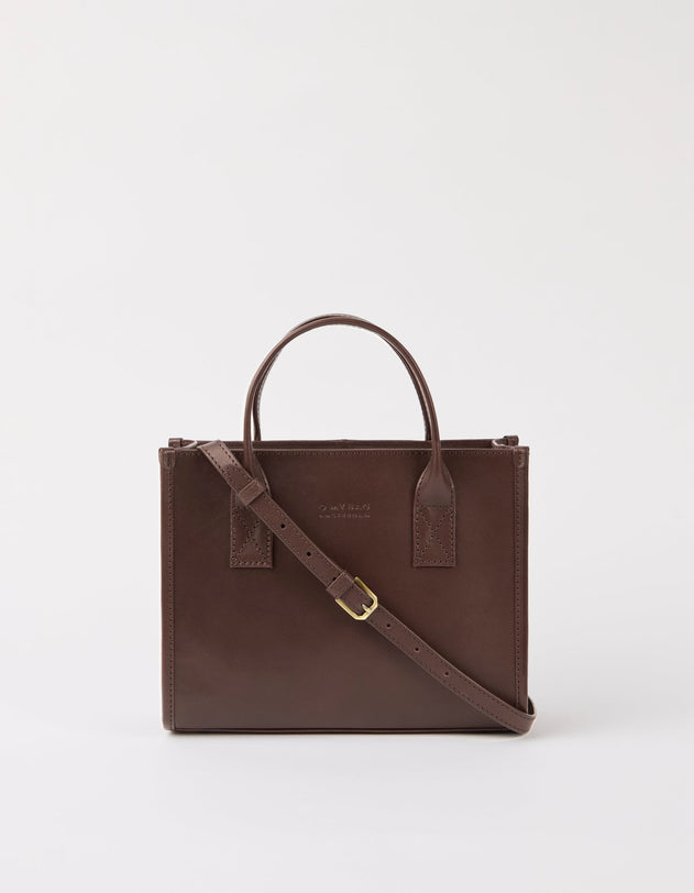 Jackie Midi Bag with Leather Strap Classic Leather Chocolate Brown