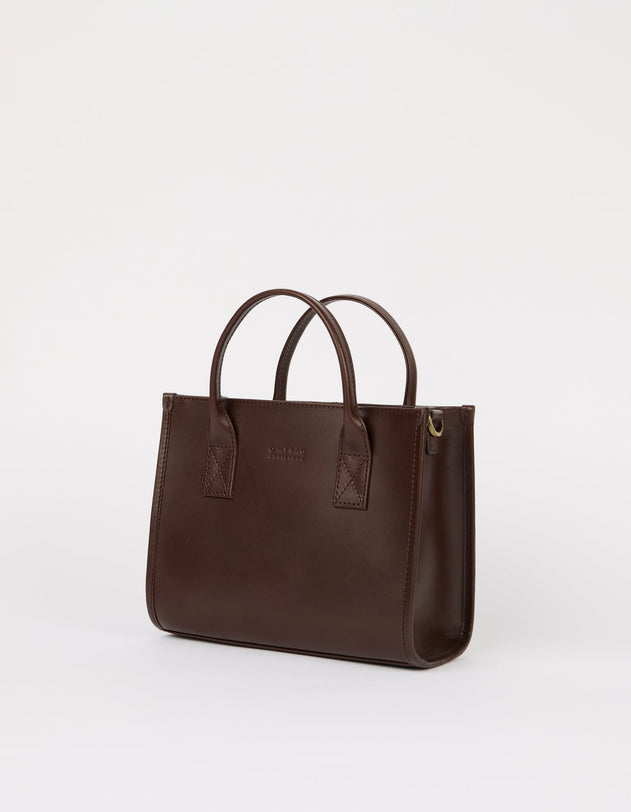 Jackie Midi Bag with Leather Strap Classic Leather Chocolate Brown