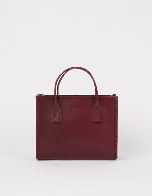 Jackie Midi Bag with Webbing Strap Classic Leather Dark Cherry