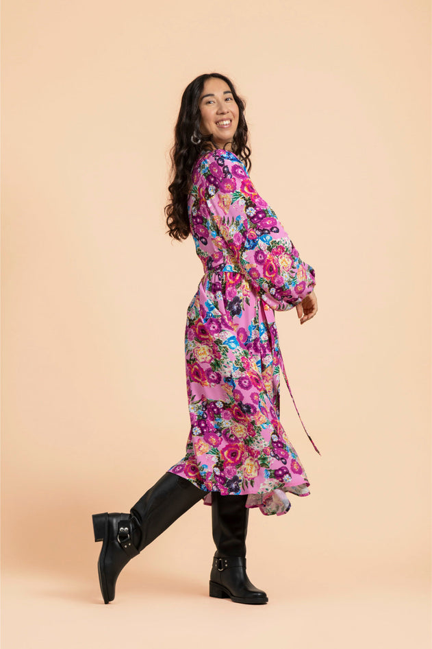 Wrap Midi Dressv Pink Marigold
