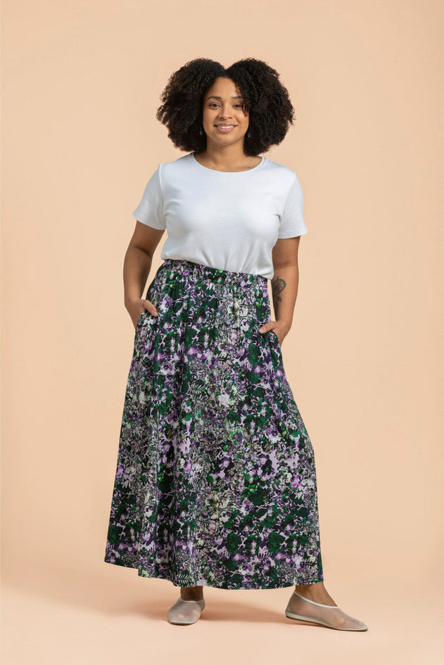 Soft Midi Skirt Blooming Forest Lilac