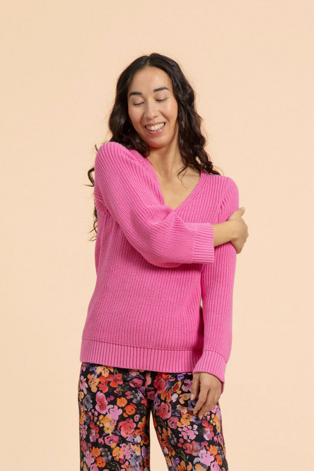 V-neck Jumper Pink
