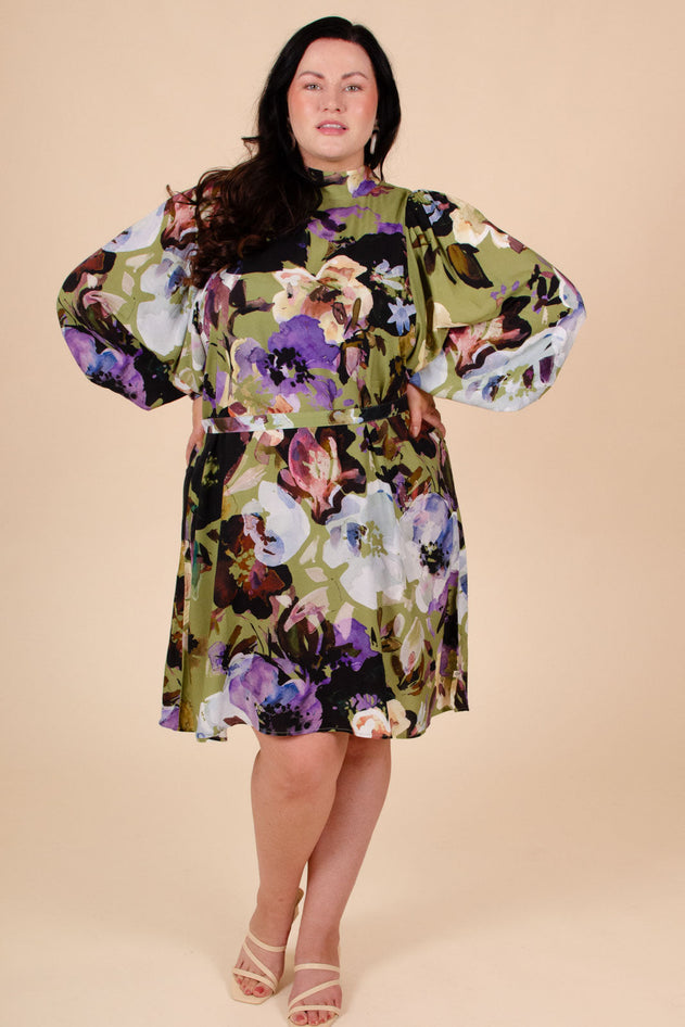 Puff Dress Olive Anemone