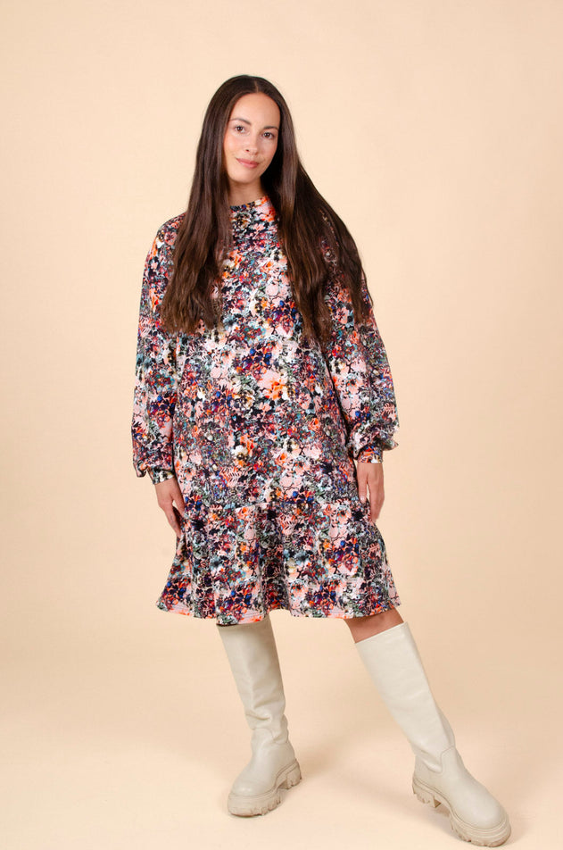 Ruche sweatshirt jurk bloeiende bos