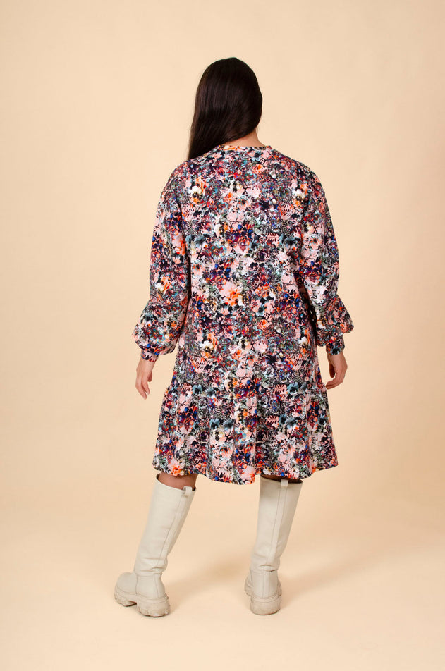 Ruche sweatshirt jurk bloeiende bos