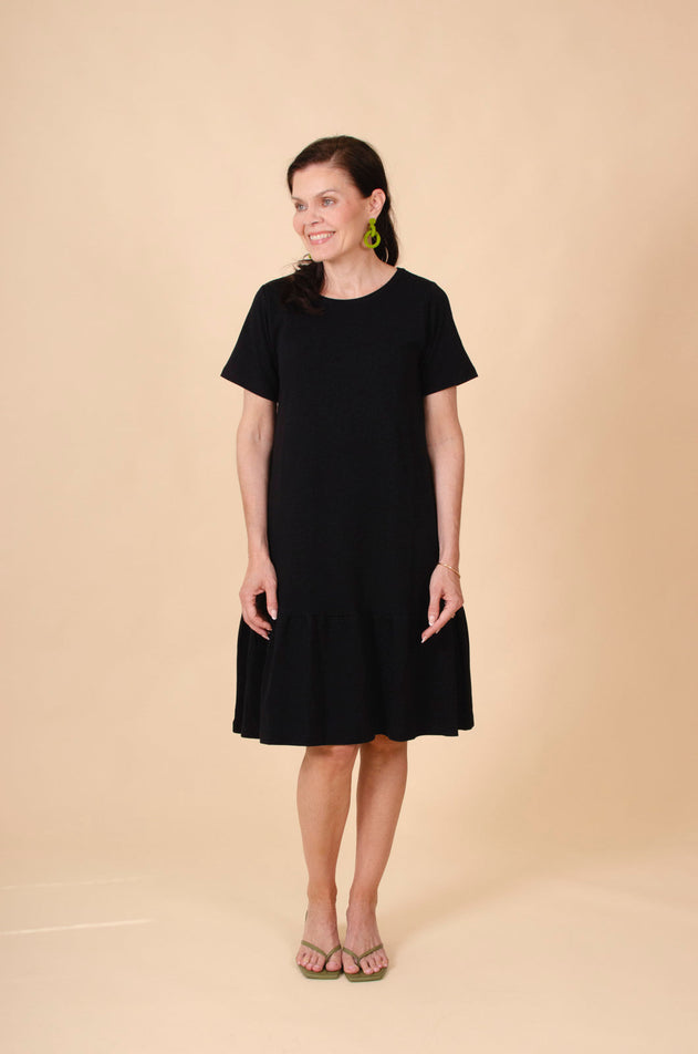 Ruffle T-Shirt Dress Black
