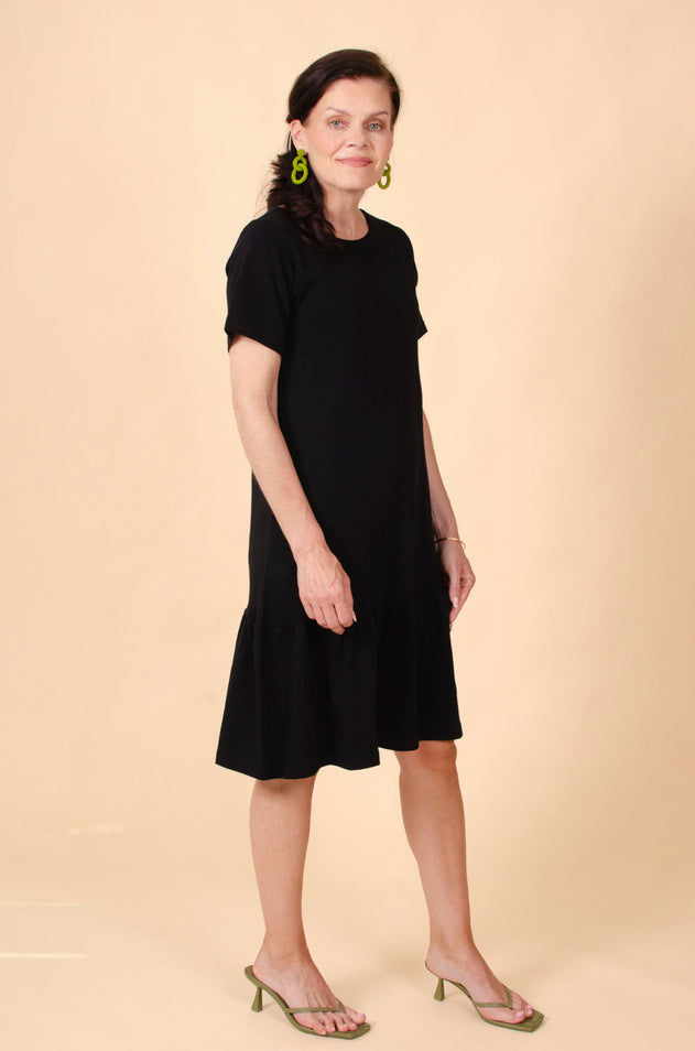 Ruffle T-Shirt Dress Black