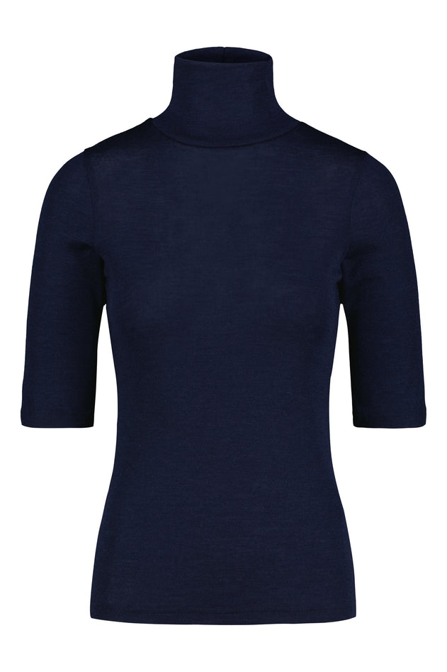 Kait Wool Silk Polo Blueberry