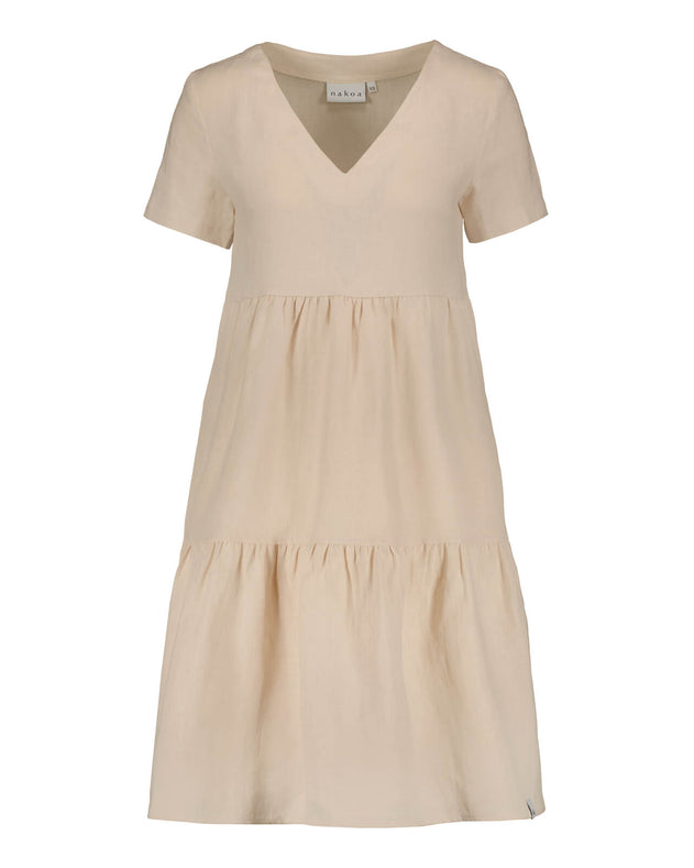 Linen Layer Dress Sandshell Beige - IVALO.COM