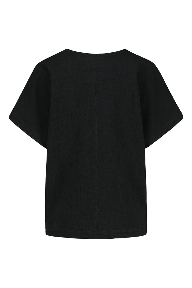 Lappo Linen-Cotton Top Raven Black