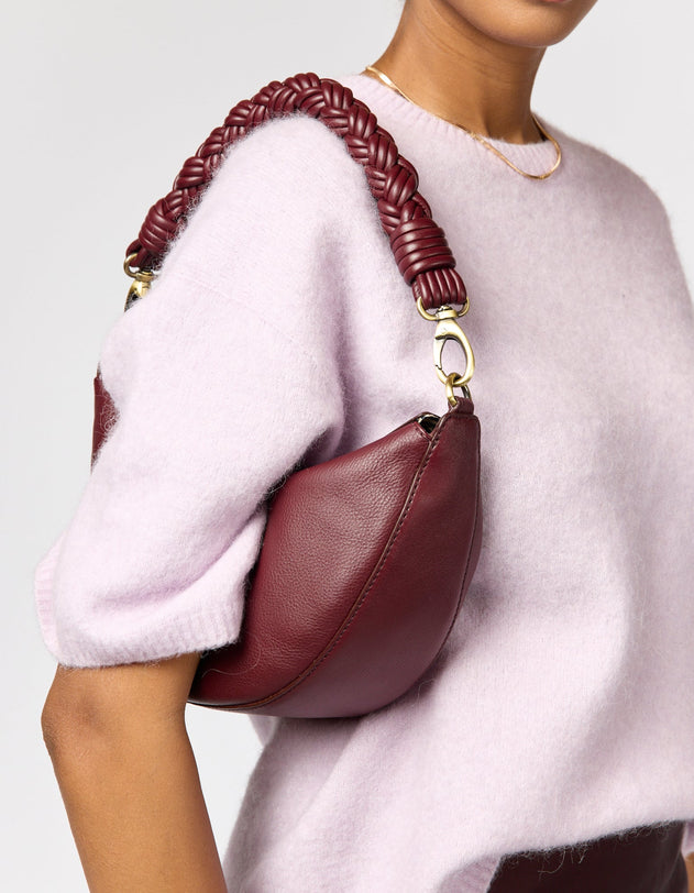 Leo Twisted Handle Bag Soft Grain Leather Dark Cherry