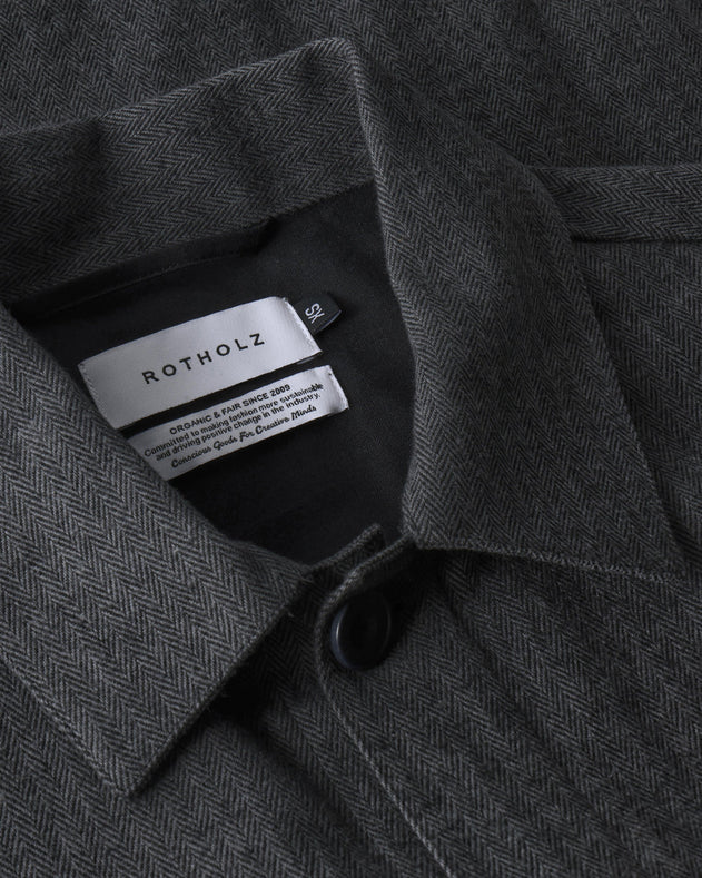 Light Overhjacket Organic Cotton Herringbone Grey