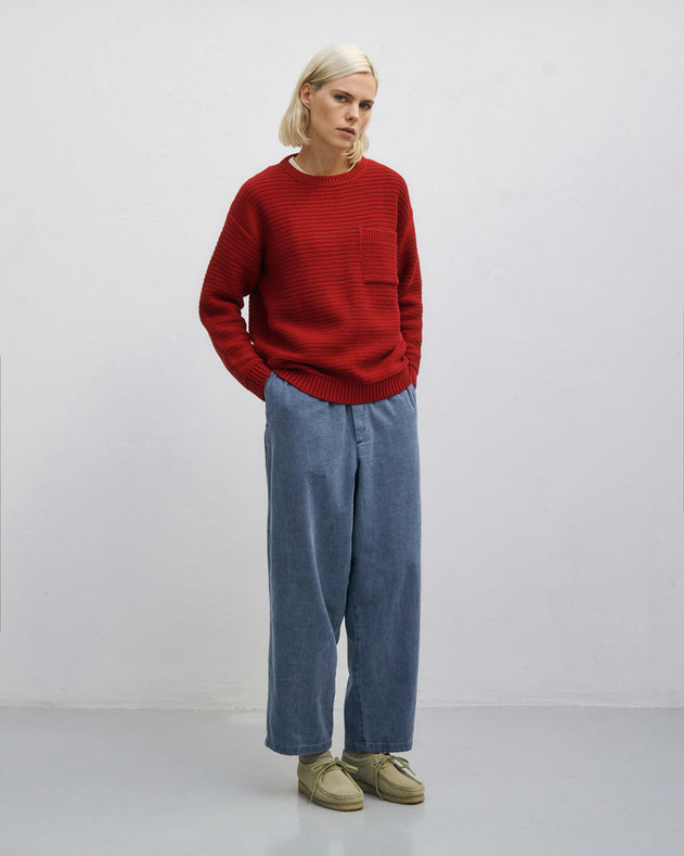 Loose Knit Sweatshirt Organic Cotton Washed Burgundy