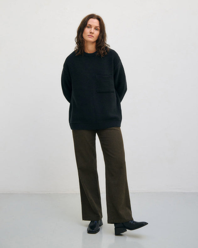 Loose Knit Sweatshirt Organic Cotton True Black