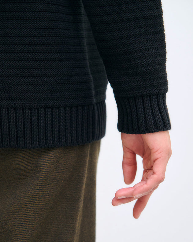 Loose Knit Sweatshirt Organic Cotton True Black