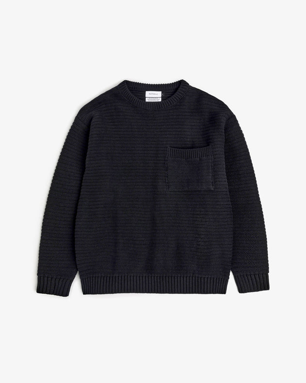Loose Knit Sweatshirt Organic Cotton True Black