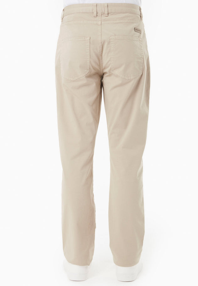 Men's Regular-Fit Organic Cotton Trousers Feather Beige