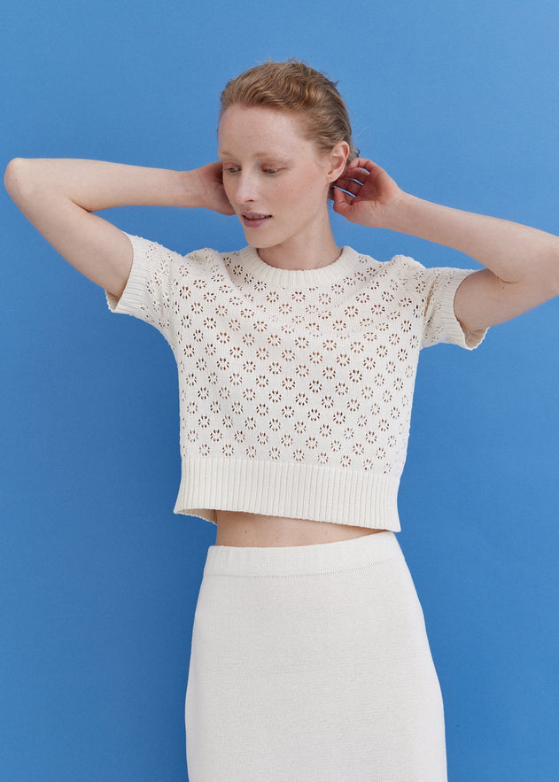 Knitted Cotton Lace Top and Skirt Set Lily