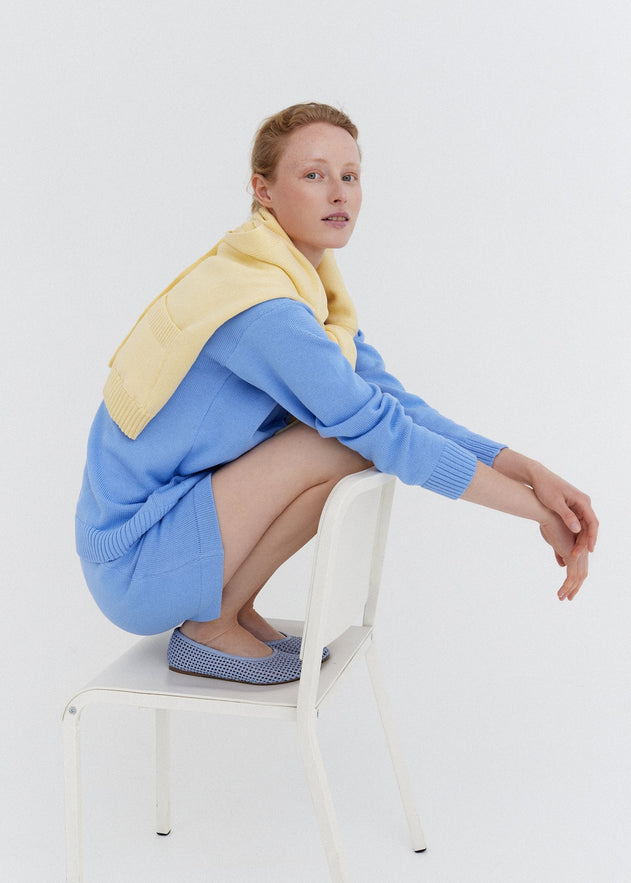Knitted Cotton Shorts Sky