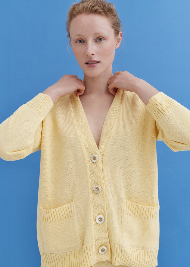 Knitted Cotton Cardigan and Shorts Set Sun
