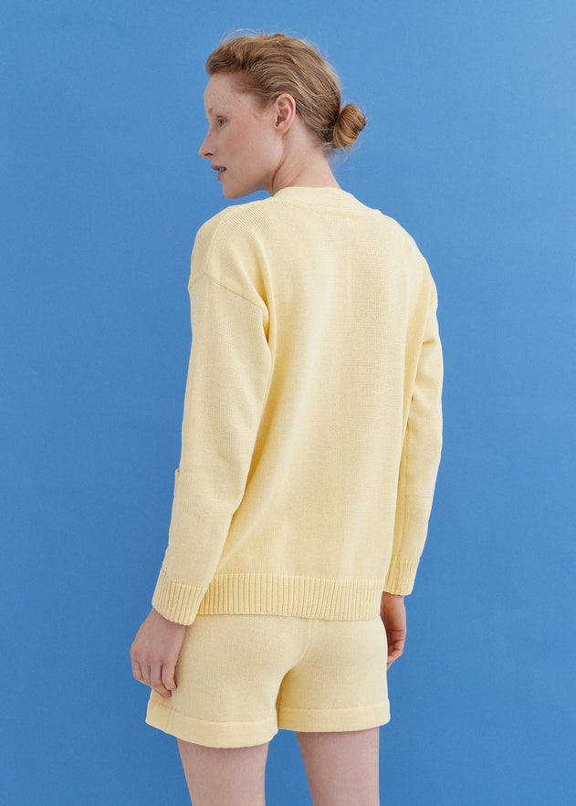Knitted Cotton Cardigan and Shorts Set Sun