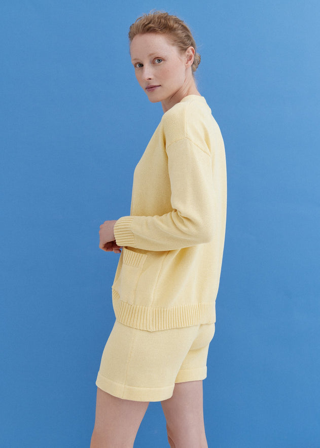 Knitted Cotton Cardigan and Shorts Set Sun