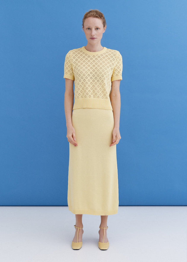 Knitted Cotton Lace Top and Skirt Set Sun