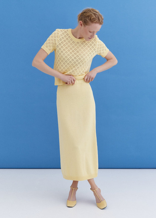 Knitted Cotton Lace Top and Skirt Set Sun