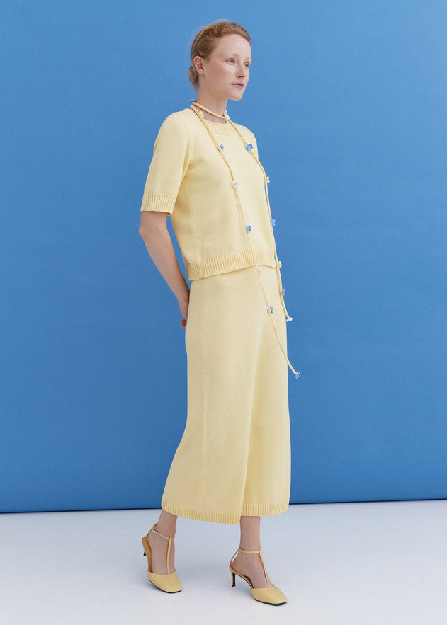 Knitted Cotton Top and Skirt Set Sun