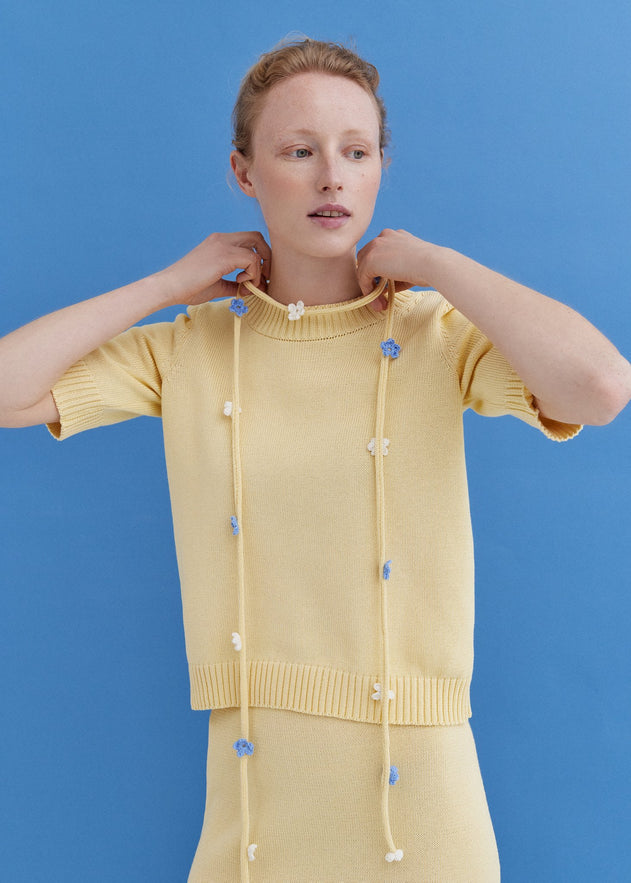 Knitted Cotton Top and Skirt Set Sun