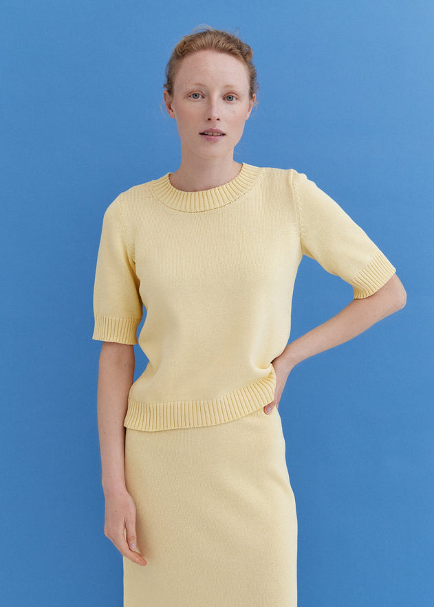 Knitted Cotton Top and Skirt Set Sun