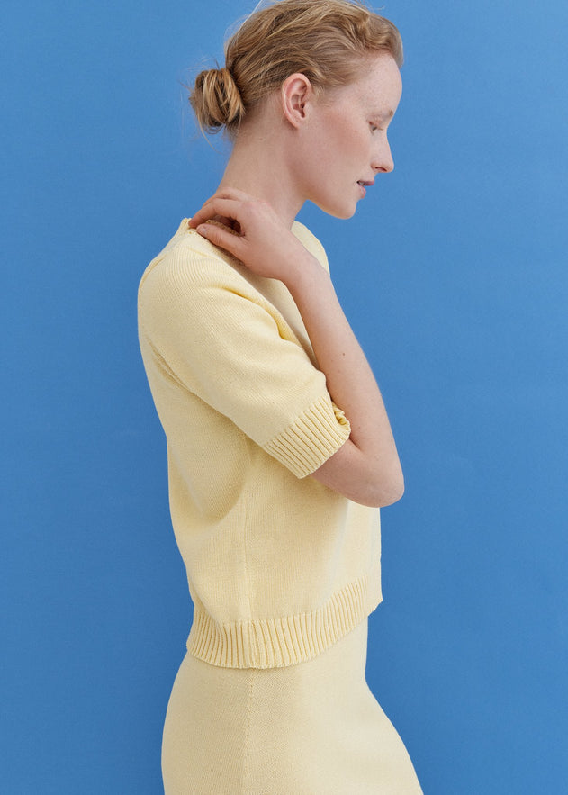Knitted Cotton Top and Skirt Set Sun