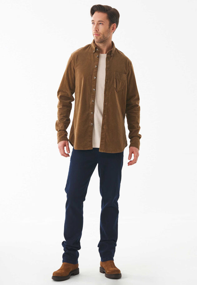Men's Corduroy Button-Up Shirt Camel