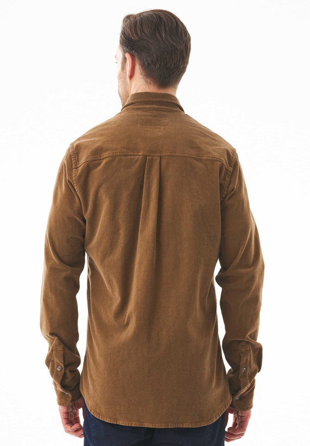 Men's Corduroy Button-Up Shirt Camel