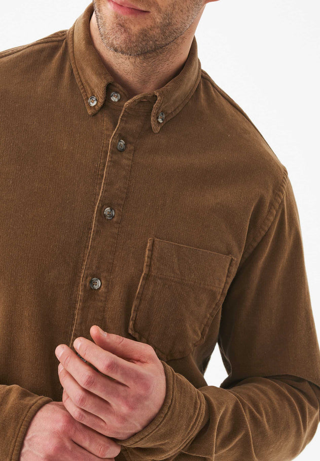 Men's Corduroy Button-Up Shirt Camel