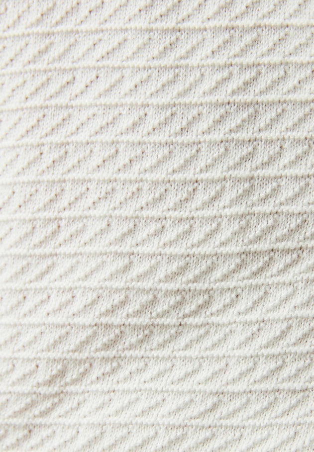 Men's Textured Knit Polo Collar Sweater Off White