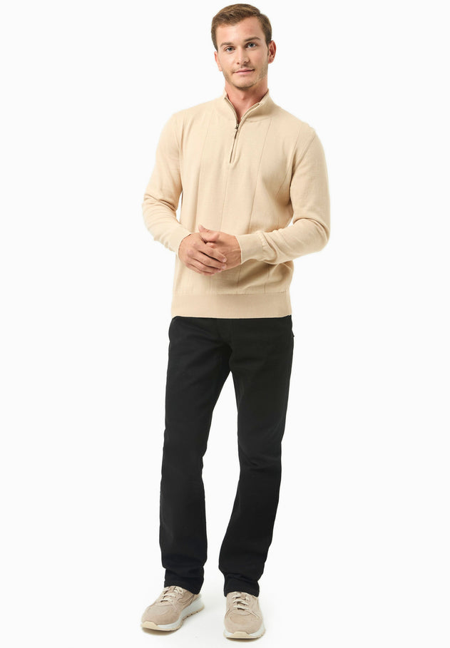 Men's Troyer Zip Sweater Beige