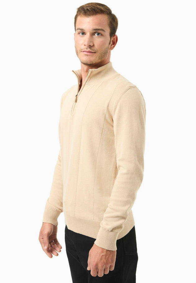 Men's Troyer Zip Sweater Beige