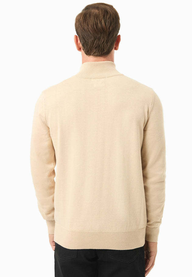 Men's Troyer Zip Sweater Beige