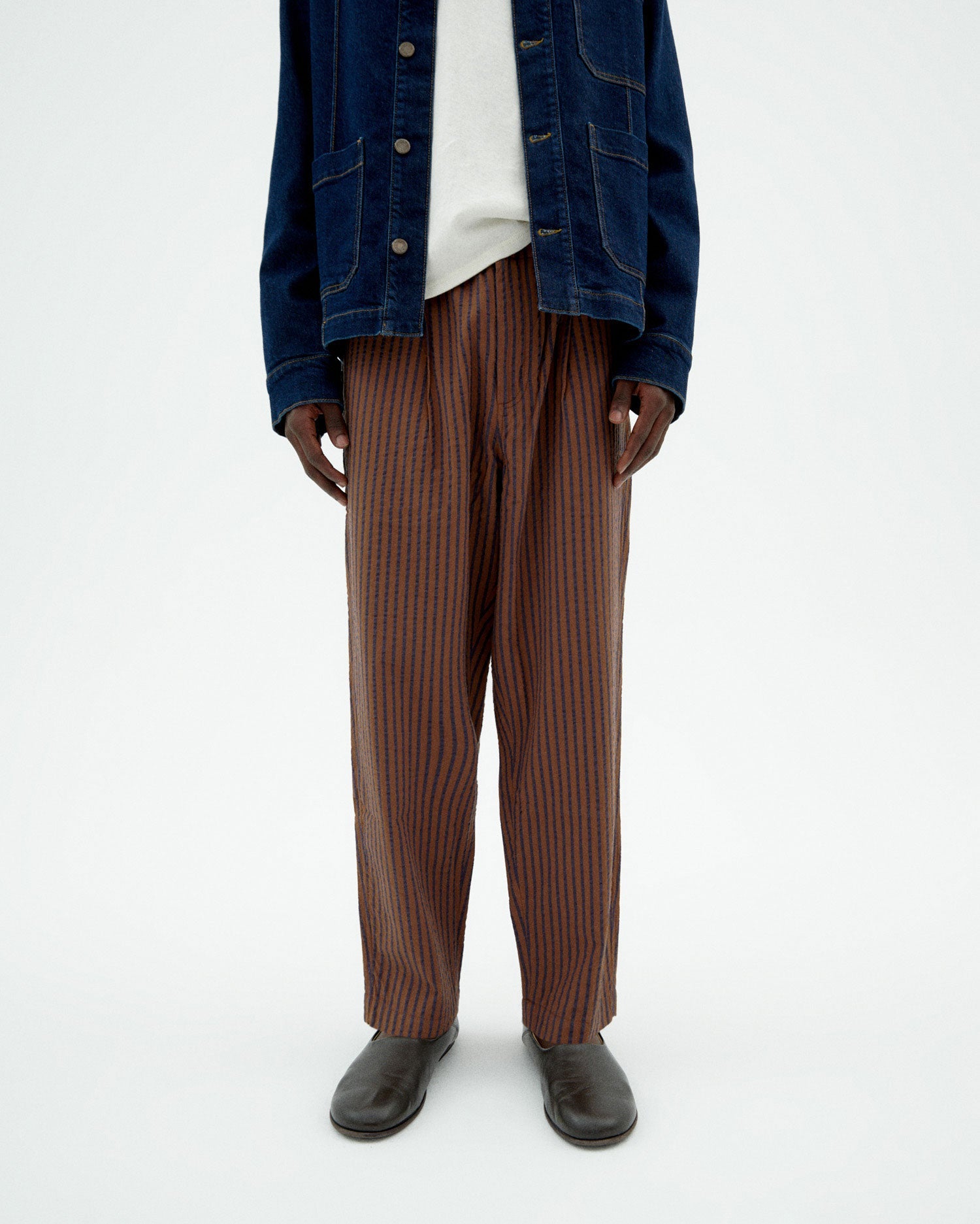Men's Luc Loose Pants Brown Striped